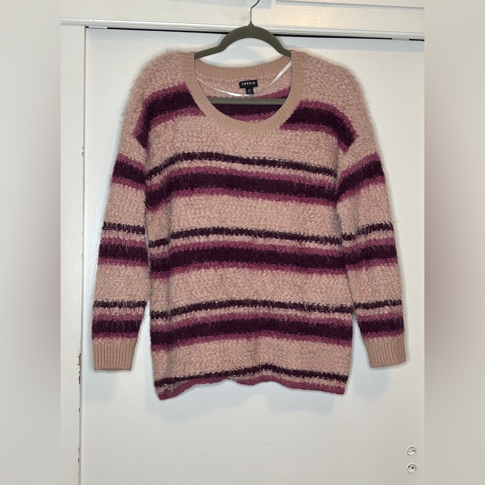 Torrid Women's Cozy Striped Sweater - Pink and Purple